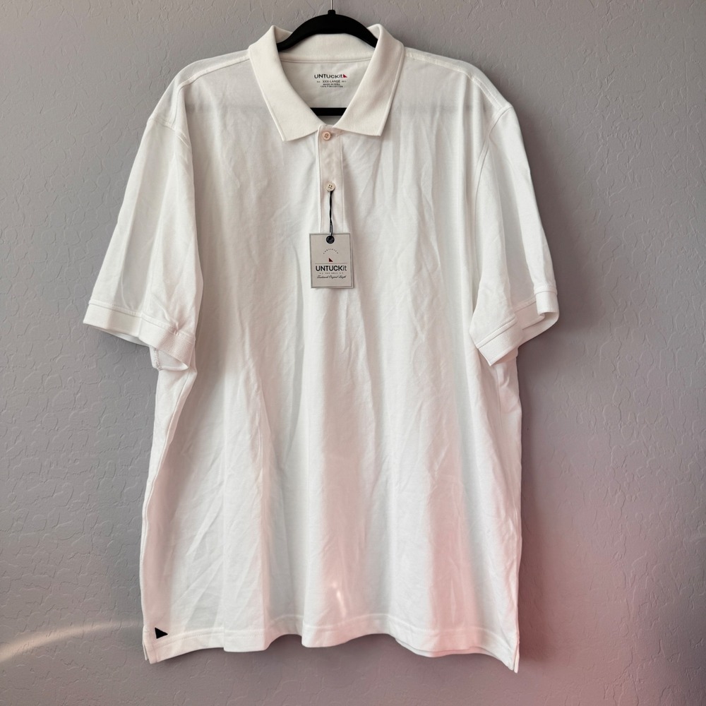 NWT UNTUCKit Gondola Polo Shirt Mens XXXL White Pima Cotton Short Sleeve